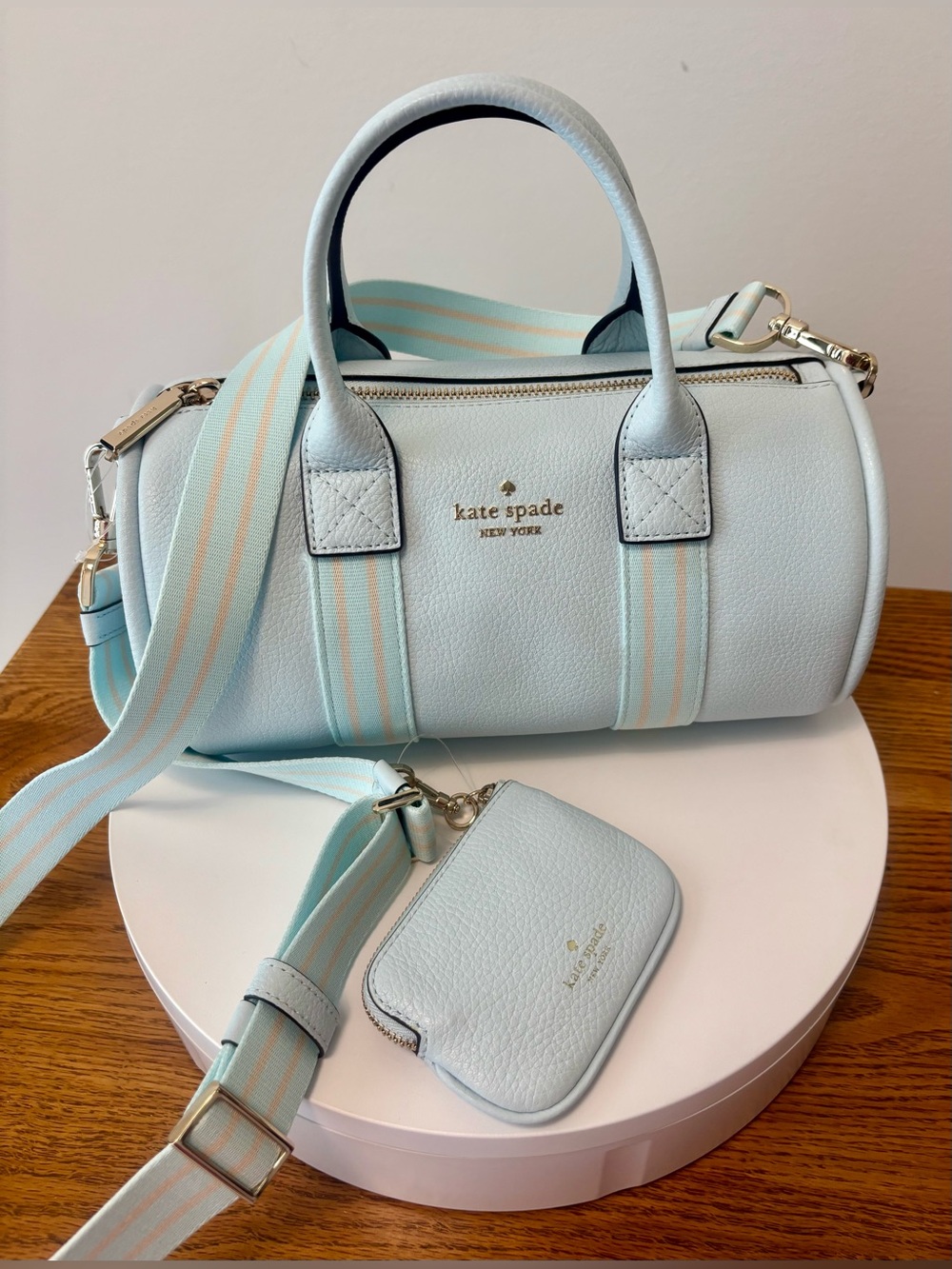KATE SPADE NWT ROSIE DUFFLE CROSSBODY BAG, CRISP SKY COLOR